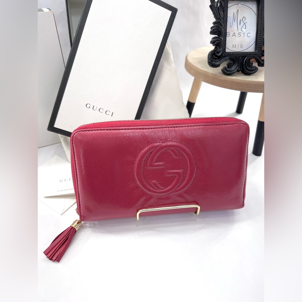 Gucci Pink Leather Soho Interlocking GG Logo Zip Around Wallet w/COA